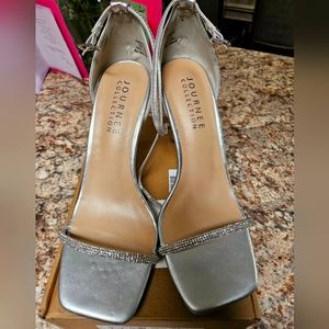 Silver rhinestone heels size 10..worn less 1 hour for pictures